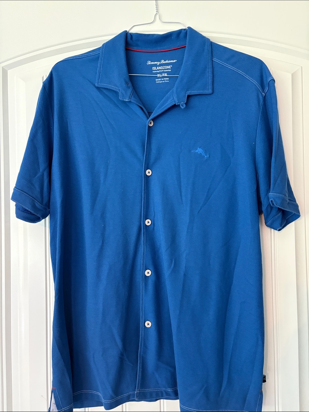 Tommy Bahama Blue Short-Sleeve IslandZone Button Polo